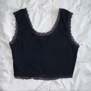 black lace crop top